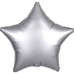 Balon foliowy gwiazda Srebrna satynowa 43 cm