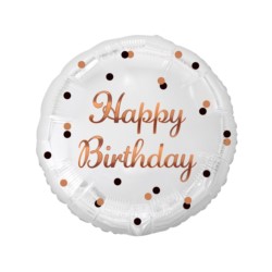 Balon foliowy B&C Happy Birthday, biały, nadruk ró