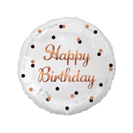 Balon foliowy B&C Happy Birthday, biały, nadruk ró