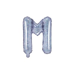 Balon foliowy Litera "M", 35cm, holograficzny