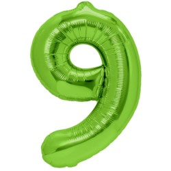 Balon foliowy zielona cyfra "9" 100cm