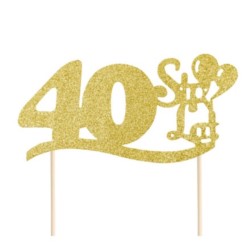 Toppery na tort 40 urodziny złoty