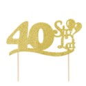 Toppery na tort 40 urodziny złoty