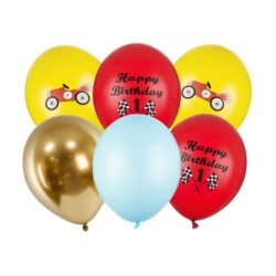 Balony 30cm, Happy Birthday, mix / 6szt.