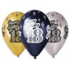 Balony Premium "Happy Birthday 18", metaliczne, 12