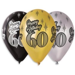 Balony Premium "Happy Birthday60",metaliczne, 12"