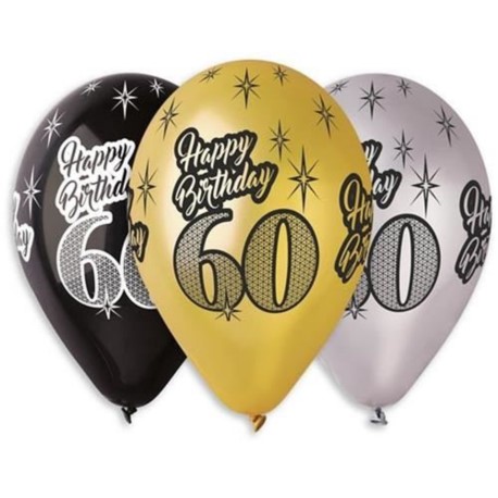 Balony Premium "Happy Birthday60",metaliczne, 12"