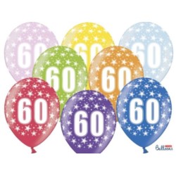 Balony 30 cm, 60th Birthday, Metalic Mix 6 szt.