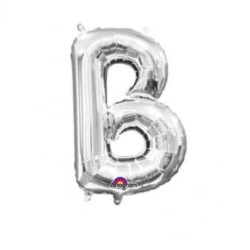 Balon, foliowy literka mini "B" 22x33 cm, srebrna