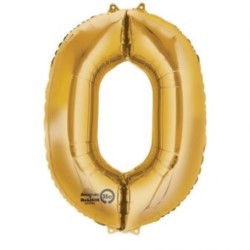 Balon, foliowy Cyferka Mini "0" 25x35 cm, złoty
