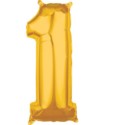 Balon foliowy cyfra "1" złoto 43x66 cm.