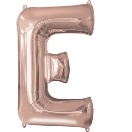 Balon foliowy Litera "E" różowe złoto - 53x81 cm