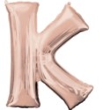 Balon foliowy Litera"K" różowe złoto-66x83 cm
