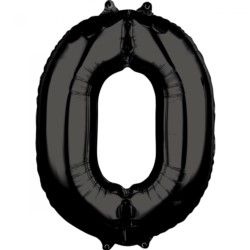 Balon foliowy Cyfra "0" Czarne 66cm