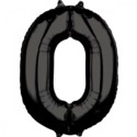 Balon foliowy Cyfra "0" Czarne 66cm