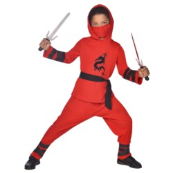 Kostium dzieciecy Ninja Warrior czerwony 4-6 lat
