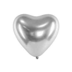 Balony Glossy 27cm, Serca, srebrny