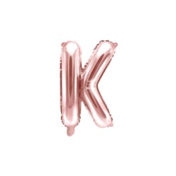 Balon foliowy Litera "K", 35cm, różowe złoto
