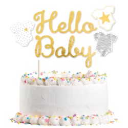 Dekoracja topper papierowy na ciasta Hello Baby