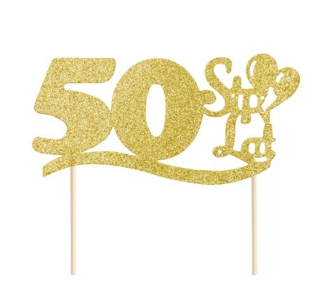 Toppery na tort 50 urodziny złoty
