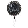 Balon foliowy Happy Birthday czarny 43cm