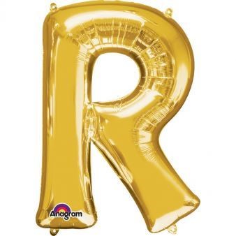 Balon foliowy litera "R" 58x81 cm - złoty