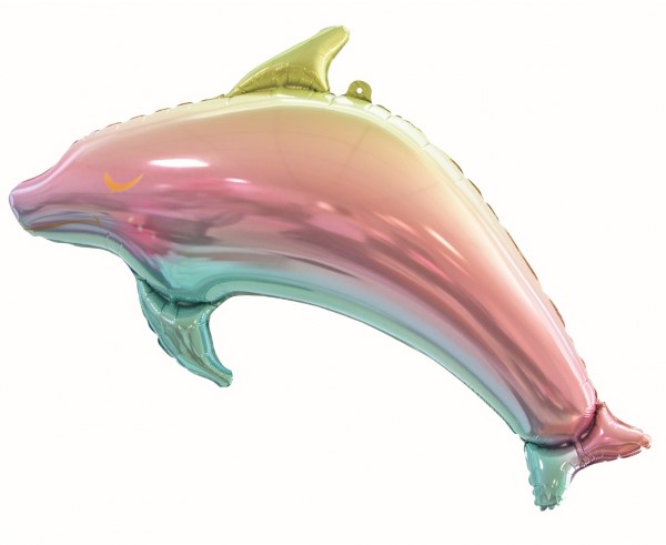 Balon foliowy Delfin, tęczowy, 93 cm