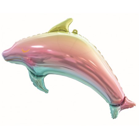 Balon foliowy Delfin, tęczowy, 93 cm