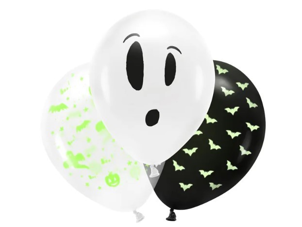 Balony UV 27cm, BOO!, mix / 3szt.