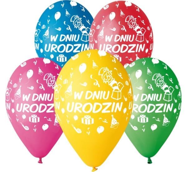 Balony Premium "Wdniu urodzin", 12" / 5 szt.