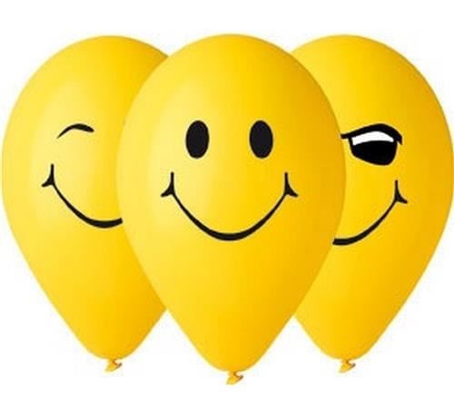 Balony Premium "3 Uśmiechy", żółte 12" / 5 szt.