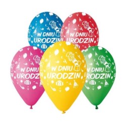 Balony Premium Hel W Dniu Urodzin, 13 cali/ 5 szt