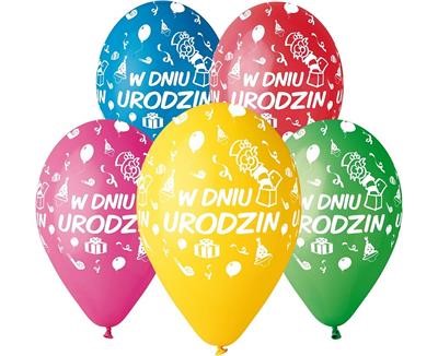 Balony Premium Hel W Dniu Urodzin, 13 cali/ 5 szt