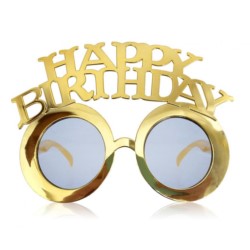 Okulary Happy Birthday, złote