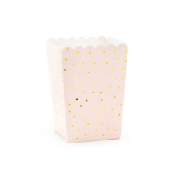 Pudełka na popcorn Kropki, jasny różowy, 7x7x12.5c