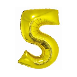 Balon foliowy Smart, Cyfra 5, złota, 76 cm