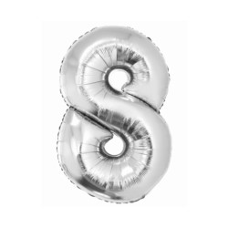 Balon foliowy Smart, Cyfra 8, srebrna, 76 cm