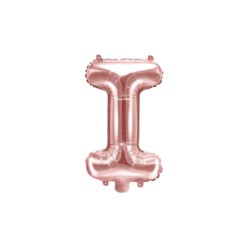 Balon foliowy Litera "I", 35cm, różowe złoto