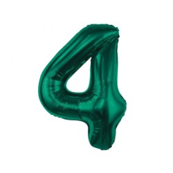 Balon foliowy B&C, cyfra 4, zieleń butelkowa,85cm