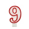 Świeczka cyferka "9", czerwony kontur