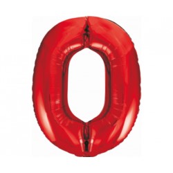 Balon foliowy B&C Cyfra 0, czerwona, 85 cm