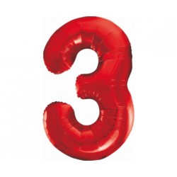 Balon foliowy B&C Cyfra 3, czerwona, 85 cm