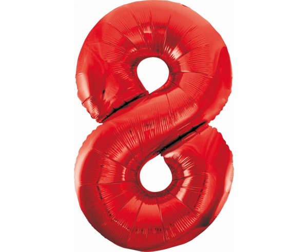 Balon foliowy B&C Cyfra 8, czerwona, 85 cm