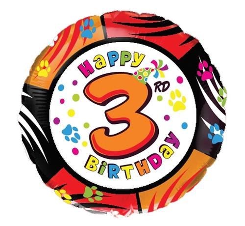 Balon, foliowy 18" FX - Happy Birthday - "3"