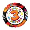 Balon, foliowy 18" FX - Happy Birthday - "3"