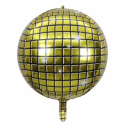 Balon foliowy Kula dyskotekowa złota, 40 cm
