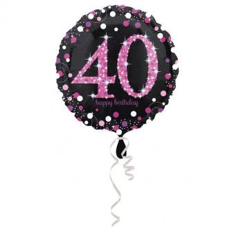 Balon foliowy "40" różowo-czarny 43 cm