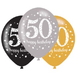 Balony lateksowe 50 Lat Sparlking Birthday 6szt.