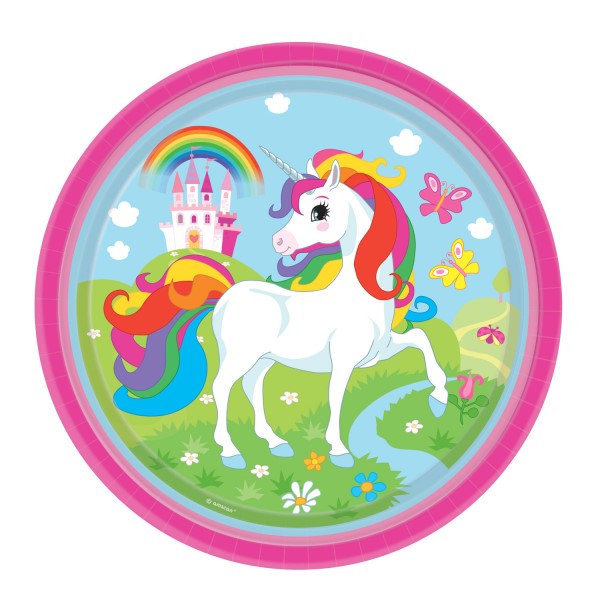 Talerze Unicorn owalne papier 23 cm / 8szt.