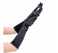 Rękawiczki satynowe długie czarne 40cm